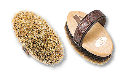 horse head brush with croco leather belt
